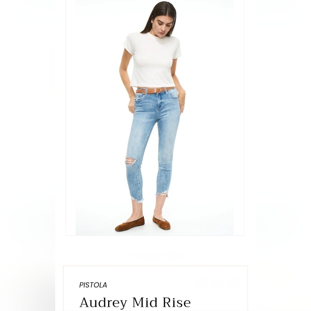 Pistola Audrey Mid-Rise Skinny Blue Jeans Sz 27 New Radiate Eco distressed